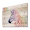 Designart - Portrait of Rainbow Zebra - Farmhouse Print on Natural Pine Wood